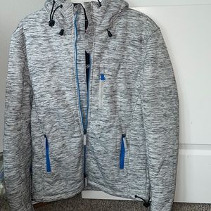 Superdry Engineered Windtrekker, Heathered Grey pattern/blue accents